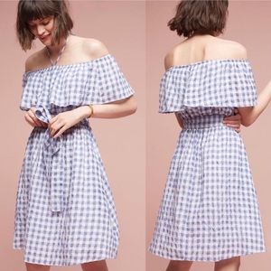 Anthropologie Off-The-Shoulder Gingham Dress